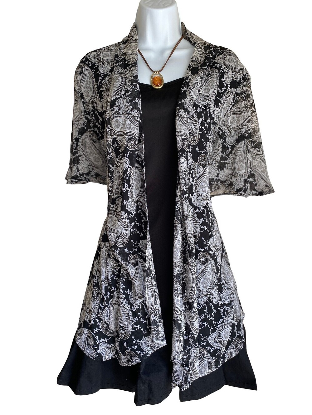 Y2K BonWorth Womens Plus XL Paisley Tunic Blouse Cardigan Set Whimsigoth Goth